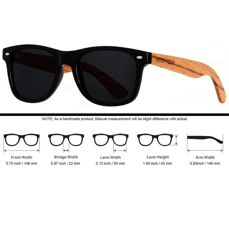 ANDWOOD Wood Sunglasses Polarized for Men Women Uv Protection Wooden Bamboo Frame Mirrored Sun Glasses Black Shades - Image 5